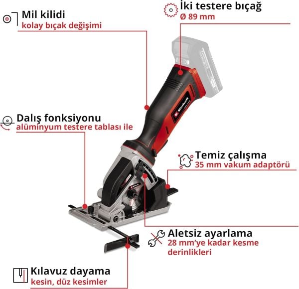 Einhell TE-CS 18/89 Li Akülü Mini Daire Testere