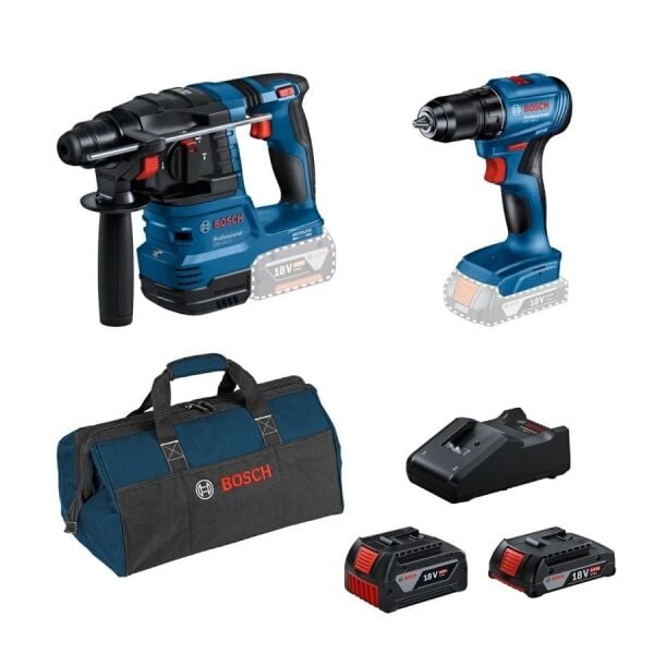 Bosch GBH 185-LI + GSR 185-LI + 1X4.0 + 1x2.0 Amper Akü + GAL 18V-40 Combo Set