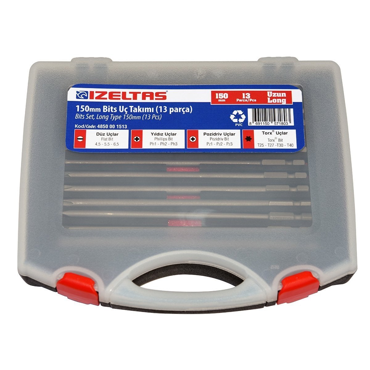 İzeltaş 4850001513 13 Parça 150 mm Uzun Bits Uç Takımı